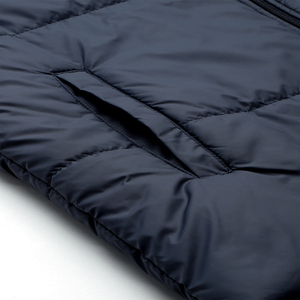 Blouson matelassé bleu marine pour homme, col montant, fermeture éclair, coupe-vent, vêtement d'extérieur décontracté pour l'hiver, coupe régulière, rembourrage en polyester - Product Image 3