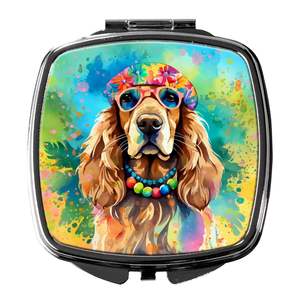 Cocker Spaniel Hippie Dawg Compact Folding <b>Handheld</b> Makeup <b>Mirror</b> Portable Decorative Travel Gift for Women and Girls - Product Image 1