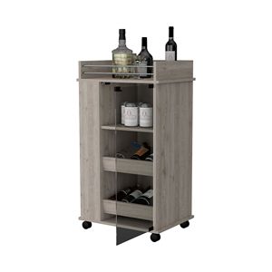 Grigio chiaro salice parco porta porta porta porta porta con supporto bottiglia e ruote per bevande Set di servizio - Product Image 6