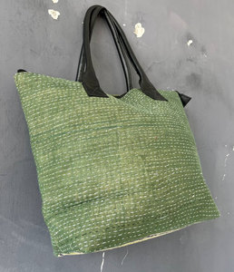 Bohemian Vintage Kantha Shoulder Bag, Handmade Cotton Patchwork <b>Tote</b>, Eco-Friendly Recycled Fabric Handbag - Product Image 2