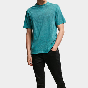 Camiseta Casual de Algodón 100% con Lavado Ácido, Corte Ajustado para Hombre, Alta Calidad, Precio Bajo, Logotipo Frontal Personalizado, Color Sólido - Product Image 6