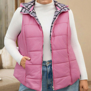 Nuevo Diseño, Chaleco Largo Acolchado sin Mangas para Mujer, Color Sólido, con Capucha, Chaleco Acolchado de Algodón sin Mangas para Mujer - Product Image 5