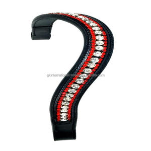 Dernière conception équitation équestre en cuir véritable cristaux rouges et argentés chaîne diamante bande de front Fabricant et grossiste - Product Image 5