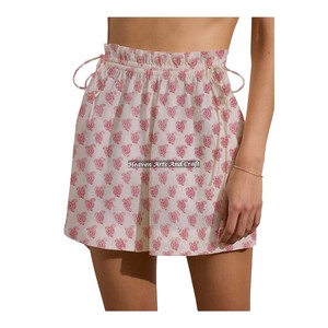 Shorts d'été pour femmes, imprimés à la main, avec cordon de serrage, pour la plage et la maison - Product Image 3
