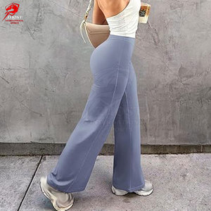 Pantalon évasé tricoté respirant taille haute pour femme, couleur unie, coupe décontractée, en promotion - Product Image 6