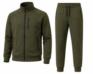 Men Solid Color Tracksuit Full Sleeve Stand Collar Casual Zipper Front Breathable <b>Polyester</b> Autumn Wear Regular Fit <b>Jogger</b> Set - Product Image 1