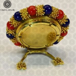 Charm_Jewells Luxury Stainless Steel Watch Case <b>Red</b> Blue Beads Gold Plated Stand High Quality Mechanical Movement 10 Bar Water - Product Image 4