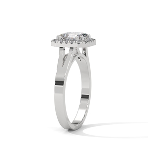 Asscher Cut Diamond <b>Ring</b> Halo <b>Solitaire</b> Engagement Band 925 <b>Silver</b> Rhodium Plated for Women - Product Image 3