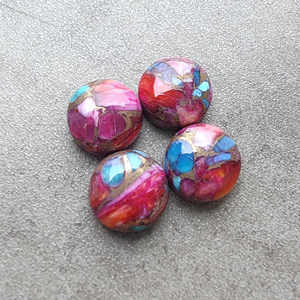 Turquesa Natural Rosa de Ostra Espinosa, Cabujón Redondo, Gema Calibrada, Piedra Suelta, Todos los Tamaños Disponibles - Product Image 3