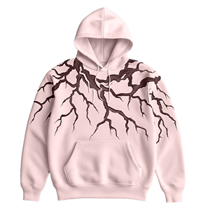 Sweat-shirt à capuche blanc pour homme avec imprimé éclair noir, coupe classique, décontracté, pour l'automne, avec poche, en tissu French Terry - Product Image 2
