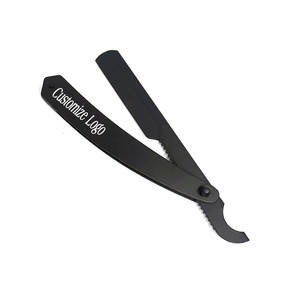 Rasoir turc Barber noir mat avec étui en cuir, rasoir droit à lame traversante, personnalisation du logo - Product Image 5