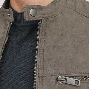 Premium <b>Men's</b> <b>Suede</b> <b>Jacket</b> with Stand Collar Front Logo Stylish Casual Winter <b>Jacket</b> Breathable & Eco-Friendly OEM Customizable - Product Image 6