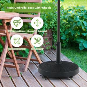 Support de base d'ombrelle de patio robuste de 50 lb en résine style osier avec roues pour ombrelles et bases de patio très résistantes - Product Image 3