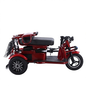 Tricycle électrique double place KS 48V12Ah pliable rouge/gris argenté en acier, scooter de mobilité avec boîte de chargement 110x57x55CM pour seniors - Product Image 4