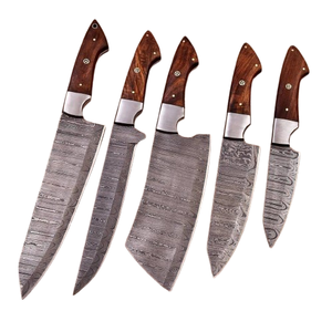 Best Supplier Factory Price Handmade Chef <b>Knife</b> <b>Set</b> 5pcs Damascus Steel Kitchen <b>Knife</b> Wood Handle <b>Set</b> with leather cover - Product Image 2