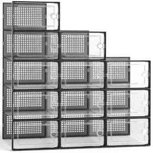 Grandi Scatole Impilabili in Plastica Trasparente per Scarpe, Set da 12 con Coperchi, Organizzatore per Sneaker in PP - Product Image 1