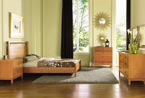 Modern Solid Wood <b>Platform</b> <b>Bed</b> <b>Frame</b> with Angled Headboard Mid Century Bedroom Furniture - Product Image 3