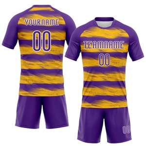 Conjunto de Uniforme de Voleibol Personalizado, Estampado Abstracto Morado y Amarillo, Manga Corta, Nombre y Número del Equipo - Product Image 1