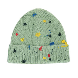Unisex beanie jacquard distressed knitted hat soft stretch fabric <b>winter</b> <b>cap</b> textured pattern casual streetwear and online sale - Product Image 6