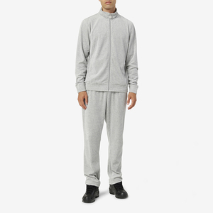 Unisex Gray Full Sleeve Zipper <b>Track</b> <b>Jacket</b> Stand Collar Solid Color Casual Style Side Pockets Breathable Midweight Autumn - Product Image 1