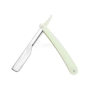 Rasoir droit à manche blanc, outil de rasage pour barbier, shavette en acier inoxydable, outils professionnels de salon - Product Image 1