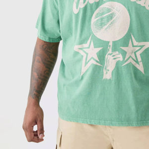 Service OEM de haute qualité, vente en gros de t-shirts personnalisés pour hommes avec impression en relief, t-shirts en coton à manches courtes avec impression en relief - Product Image 5