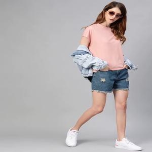 Women's Summer T-shirt Breathable Canvas <b>Rainbow</b> & Dot Print Logo Detail Versatile Top Limited Time Special Offer - Product Image 5