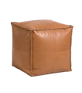 pouf en cuir véritable pour salon - Product Image 1