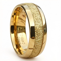 Bague en carbure de tungstène plaqué or avec incrustation grain de soie givré, ajustement confortable, pour homme, alliance de mariage, cadeau d'anniversaire, bijoux