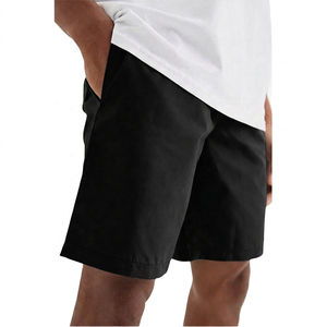Shorts Bermuda en Coton Oxford Gris Uni pour Hommes, Taille Mi-Haute, Élastique, Respirant, Style Casual avec Poches - Product Image 2