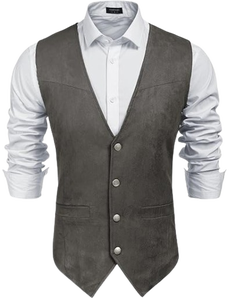 Gilet d'hiver pour homme en polyester/coton, style cowboy western, décontracté, coupe ajustée, col en V, sans manches, personnalisable OEM, vente en gros - Product Image 4