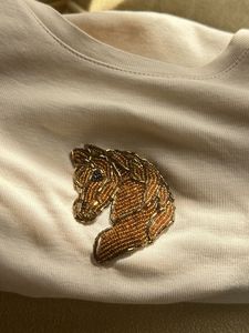 Custom Handcrafted Hot Selling White <b>T</b>-<b>Shirt</b> with Beaded Patriotic Cocktails Design <b>for</b> Women - Product Image 4
