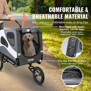 100 Lbs <b>Dog</b> <b>Bike</b> Trailer 2-in-1 Pet Stroller Cart Quick Release Wheels Easy Folding Black/Gray Bicycle <b>Carrier</b> Universal Coupler - Product Image 4