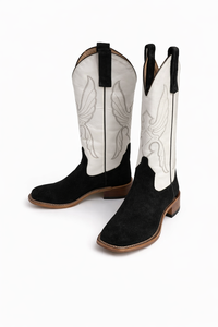 Bota vaquera premium de gamuza con caña de cuero bordada, suela resistente y diseño clásico de vaquero - Product Image 2