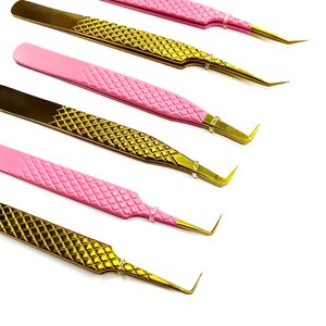 Pinzas para Extensión de Pestañas con Punta de Fibra Rosa y Logotipo Personalizado, Pinzas de Acero Inoxidable de 75 y 90 Grados para Marca Privada - Product Image 3