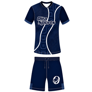 Conjunto de Camiseta y Pantalones Cortos de Rugby Azul Marino y Blanco, Cuello en V, Diseño Geométrico, Uniforme de Equipo Personalizado, Transpirable, para Entrenamiento Deportivo - Product Image 1