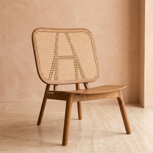 Fauteuil lounge commercial moderne en teck avec pieds coniques et dossier en rotin pour hôtels de luxe, complexes hôteliers, villas et commandes de sièges d'appoint professionnels - Product Image 3