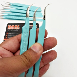 Juego de pinzas para extensión de pestañas de acero inoxidable, pinzas de ángulo curvo y volumen para barras de pestañas, suministros para pestañas - Product Image 3