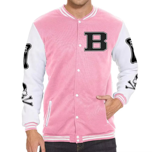 Veste universitaire personnalisée de haute qualité pour hommes vente d'hiver léger Baseball coupe-vent Bomber noir blanc couleur contrastée - Product Image 5