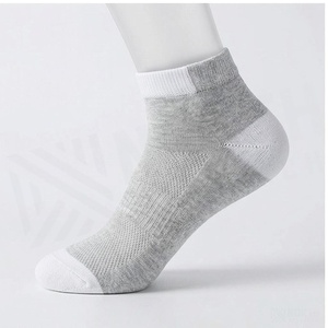 Ankle <b>Socks</b> Solid Gray White Toe And Cuff 100% Cotton Breathable Thin Knitted For Adults Summer Casual Daily Wear - Product Image 3