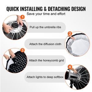 Softbox Parabolico Portatile a Sgancio Rapido 33/850 mm Leggero con 4 Luci e Attacco Bowens Universale per Illuminazione Fotografica - Product Image 4