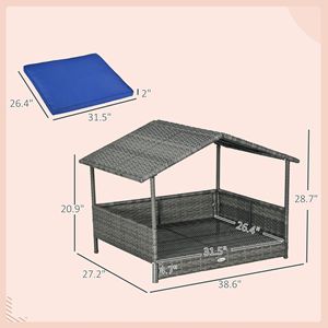 Cuccia per Cani e Gatti XL Blu Scuro in Vimini, da Interno ed Esterno, con Cuscino Rimovibile, Lounge Classico a Tinta Unita, per Razze Grandi, Arredamento per Animali Domestici - Product Image 3