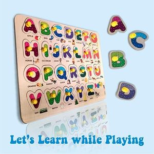 Jouets de puzzle en bois ABC TOFANI pour enfants |   Tableau d'apprentissage éducatif |   Plateau d'alphabet en bois coloré pour les tout-petits de 2 ans et plus | - Product Image 2