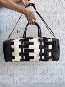 Sac de voyage unisexe en cuir de vachette de haute qualité 2026, motif à carreaux, fait main, multi-usages, grande taille, sac de sport - Product Image 3