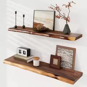 Trending Design <b>Wall</b> Mounted Wooden <b>Shelf</b> With Gold Metal Frame Double Tier Design For Living Room Storage <b>Wall</b> Shelve - Product Image 5