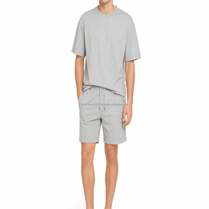 Ensemble T-shirt et short pour homme, décontracté, deux pièces, été, confortable, minimaliste, vêtements de sport, respirant, léger, premium, 100% coton, court - Product Image 1