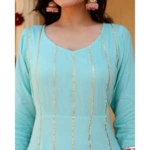 Conjunto de Traje de Gasa y Rayón Azul Cielo Talla XS para Mujer, Marca Ella - Product Image 4