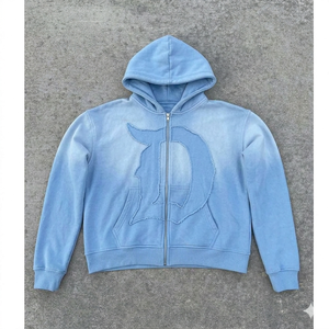 Sweat à capuche pour homme, coupe classique, 100% coton, imprimé, effet délavé à l'acide, broderie, hiver - Product Image 6