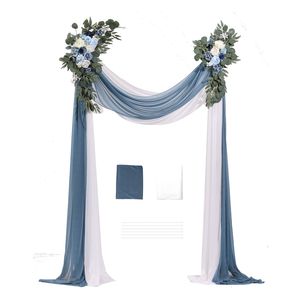Kit di Fiori Artificiali Blu Fatti a Mano per Arco Nuziale (Confezione da 4) Include 2 Drappeggi in Tulle per Location di Matrimoni - Product Image 1