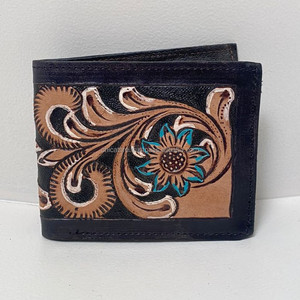 กระเป๋าสตางค์หนังแท้สำหรับผู้ชายสีดำสลักลายด้วยมือกระเป๋าสตางค์หนังแท้สำหรับคาวบอยใช้ประจำวันกระเป๋าสตางค์สุดหรูล่าสุดของผู้ชาย - Product Image 2